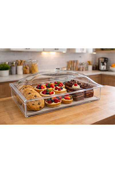 RafBurada 10 Adet Pleksi Kapaklı Lokumluk Kutu - Meze, Kurabiye, Lokum, Pasta...