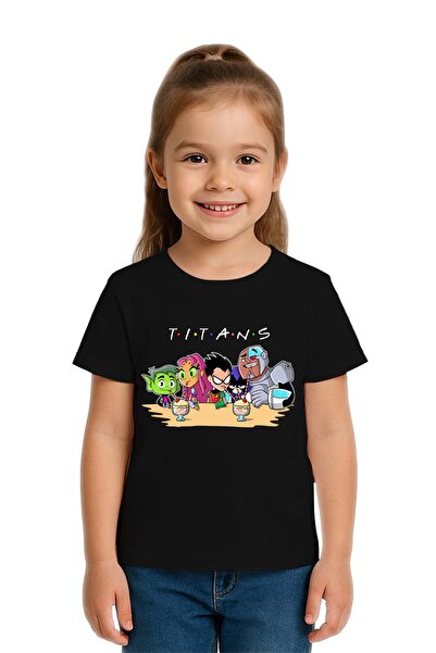 SEDİRLİ Tricou unisex pentru copii Teen Titans Go cu imprimeu bumbac bucăți d...