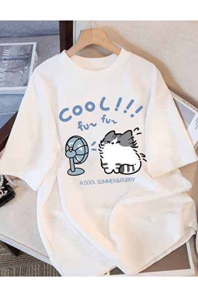 gencerco Μπλουζάκι Cool Design Cat με τύπωμα Premium oversized
