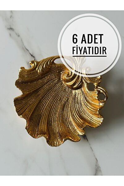 Melinda 6 Adet Gold Lokumluk, Takı Tabağı, Dekoratif, Çok Amaçlı Metal İstiri...