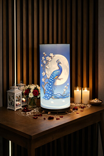 OMATEK SMART TECHNOLOGIES 🦚   Peacock and Full Moon Patterned Led Table Lamp...