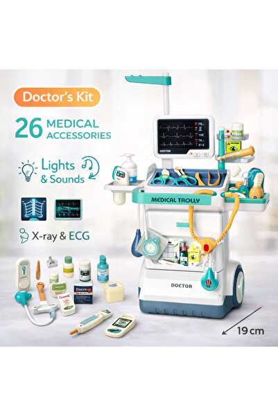 LEAN Set doctor cu carucior si accesorii medicale, radiografie, EKG, lumini s...