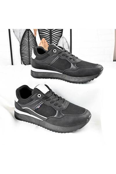 Tmall Pantofi sport bărbătești, cu inserții de plasă, B4057, Negru