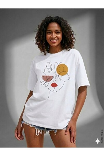 WOODROFFE Γραφικό Γυναικείο Μπλουζάκι με τύπωμα oversized Φαρδύ