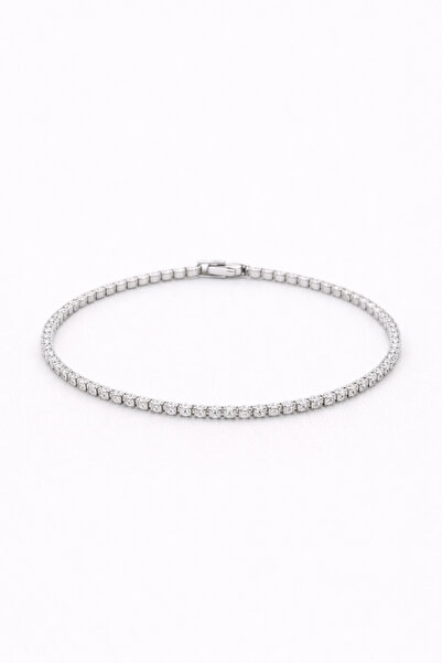 OEM Brățară Tip Tennis Argintie cu Strasuri, Elegantă, Închidere Metalică, Accesoriu Ocazii Speciale 18cm