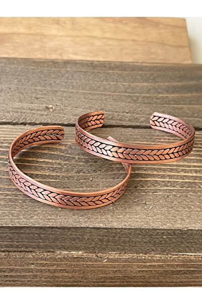 Rupen Kraft قطعتان من الأساور المصنوعة يدويًا من النحاس النقي، أساور نحاسية ق...