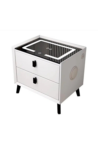 OEM Noptiera inteligenta cu incarcare wireless, lumini LED reglabile, difuzor...