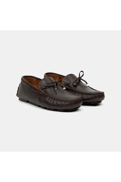 Desa Ανδρικό δερμάτινο loafer σε καφέ χρώμα με λεπτομέρεια από δαντέλα