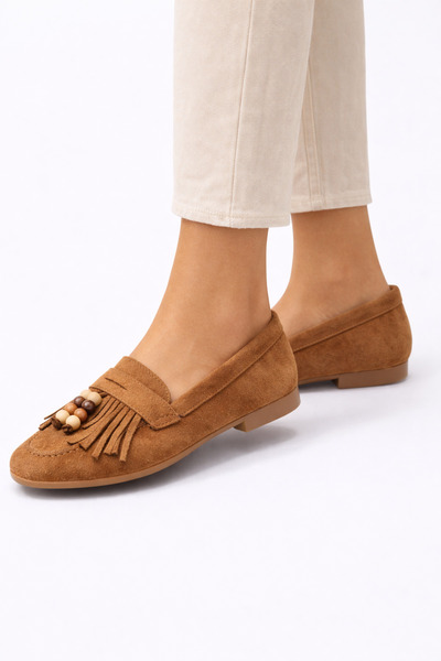 DAD WOLF Σουέτ μοκασίνια Μπαλαρίνα Με λεπτομέρειες από χάντρες – Άνετα, ελαφρ...