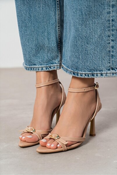 NİŞANTAŞI SHOES Taj Ten Mat cu detaliu cataramă, cu legătură la gleznă, înălț...