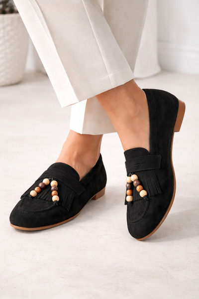 DAD WOLF Σουέτ μοκασίνια Μπαλαρίνα Με λεπτομέρειες από χάντρες – Άνετα, ελαφρ...