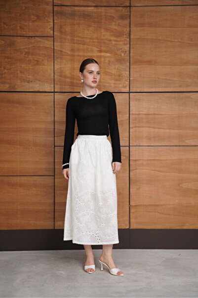 Lady Pixie Embroidered Detailed Long Skirt