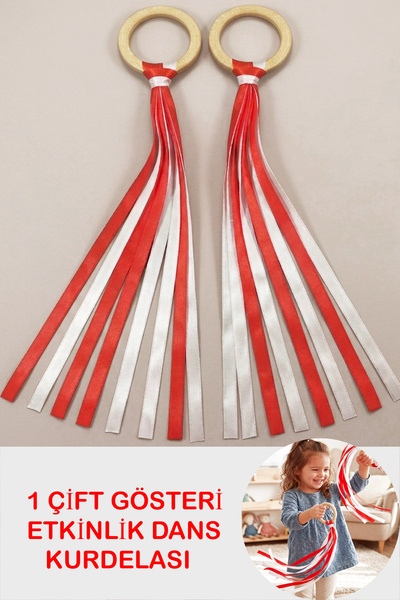 Leiste زوج واحد من شرائط رقص الجمباز باللونين الأحمر والأبيض، شريط رقص للأنشط...