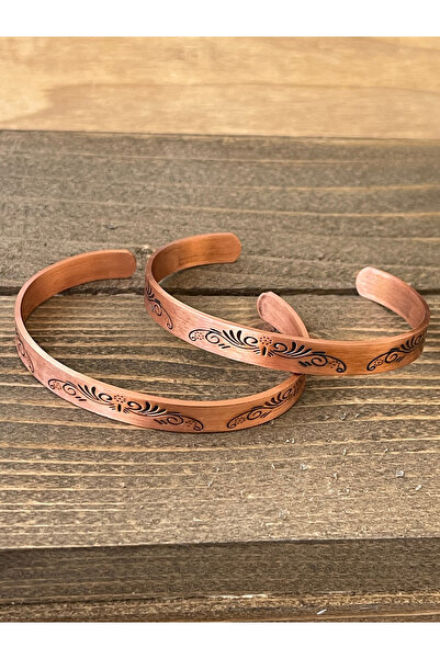 zadenza gold 2 handmade copper bracelets, adjustable size 2-piece copper brac...