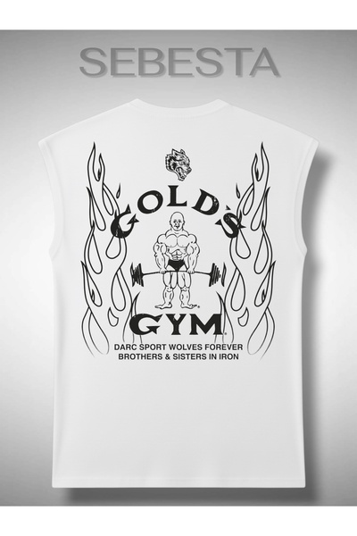 Sebesta Fashion Gym Printed Cotton Lu 0 Yaka Premium Oversized Sportsman Top