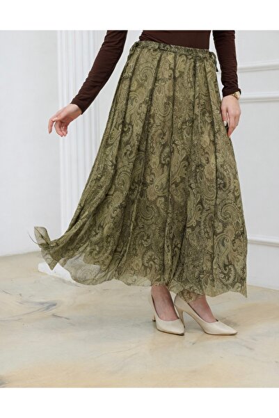 Mess Trend Tarzınla Fark Yarat Bohemian Patterned Midi Skirt