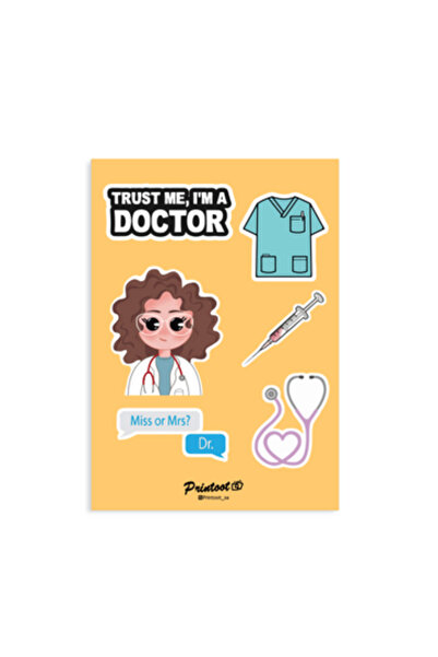 Printoot Female Physician Sticker Sheet Featuring Medical Scrubs and Doctor C...