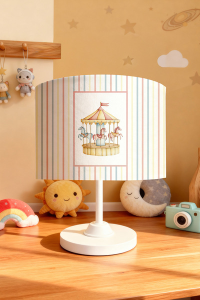 EVPANYA Striped Carousel Patterned Children's Room Lampshade