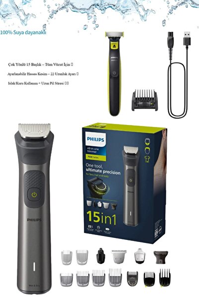 Philips Saç, sakal ve vücudu tek setle şekillendir + Yüz şekilendirici