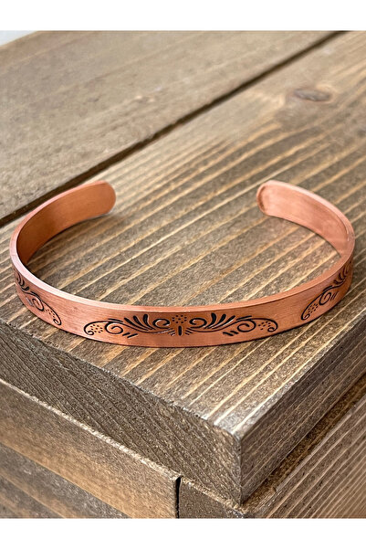 Rupen Kraft Handmade Motif-Engraved Copper Bracelet, Adjustable Size Pure Cop...