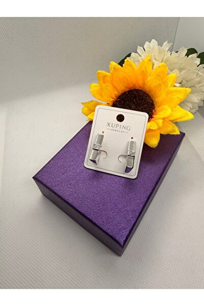 XUPING JEWELRY Zircon Stone Rectangular Model Baguette Hoop Steel Earrings