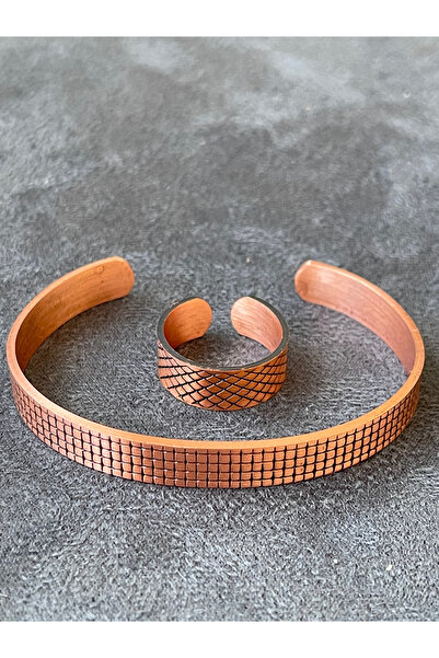 Rupen Kraft Handmade Copper Ring and Bracelet Combination Adjustable Size Cop...