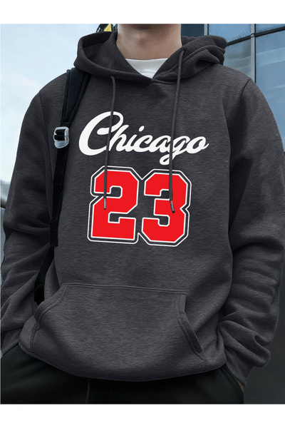 Tarzsokak شيكاغو 23 سترات رياضية فضفاضة للرجال مطبوع عليها حروف بغطاء رأس لار...