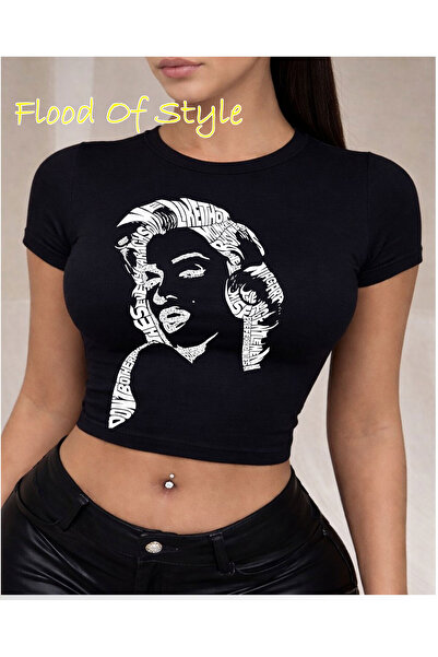 Flood Of Style Tricou negru Babby Tee pentru fete Design personalizat