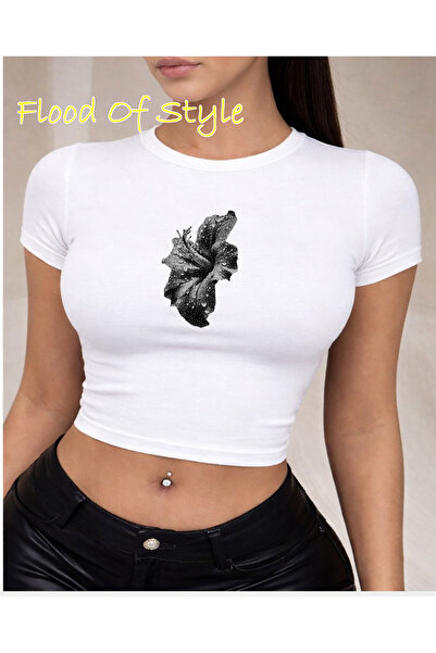 Flood Of Style Λευκό μπλουζάκι Babby με λουλούδια Ειδικό σχέδιο