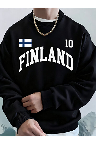 Tarzsokak تي شيرت رجالي مطبوع عليه علم فنلندا لخريف صوف الفليس للجري الدافئ ب...