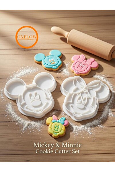 Onflow Mickey & Minnie Mouse Kurabiye Kalıbı Seti - Çocuk Partisi & Doğum Gün...