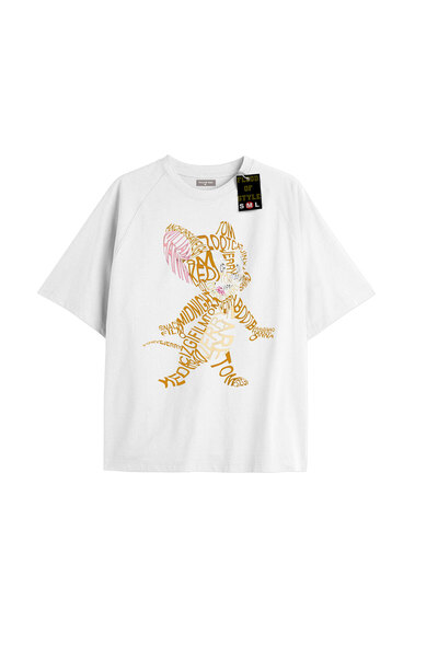 Flood Of Style Λευκό μπλουζάκι oversized jerrr Ειδικό σχέδιο