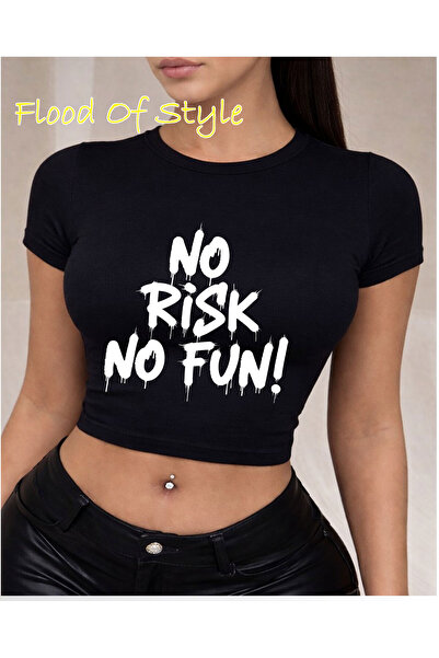 Flood Of Style Μαύρο μπλουζάκι Babby norisknofun Ειδικό σχέδιο
