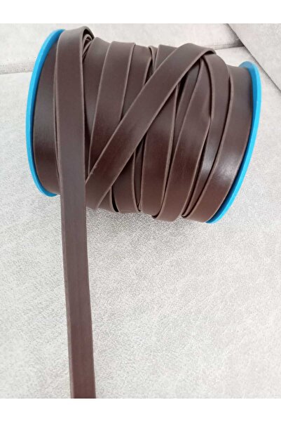 hobi duragı 14 Mm*1.5 mm Brown Plain Satin Leather-Look Column Ribbon-2 Meters