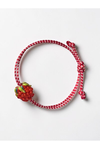 Sibelya Aksesuar سوار مارتينيشكا من زجاج مورانو بتصميم التوت الأسود - حبل أحم...