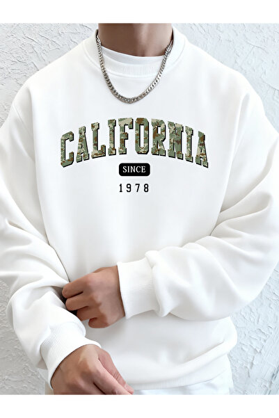Tarzsokak سويت شيرت كاليفورنيا مطبوع للرجال من بغطاء رأس Erkek Sweatshirt Win...