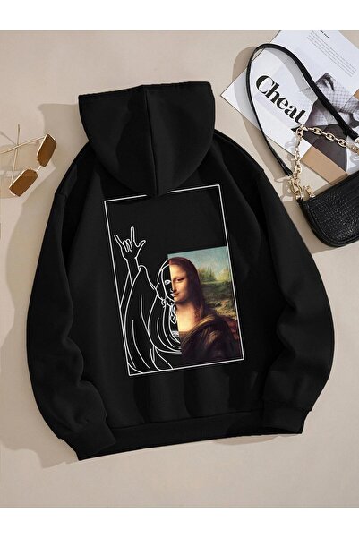 Tarzsokak Mona Lisa Said I Love You Hoodie Women's Loose Autumn Hoody Simple ...