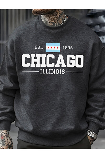 Tarzsokak سترة شيكاغو إلينوي مطبوع للخريف للرجال ملابس ناعمة سترة الشارع كبير...