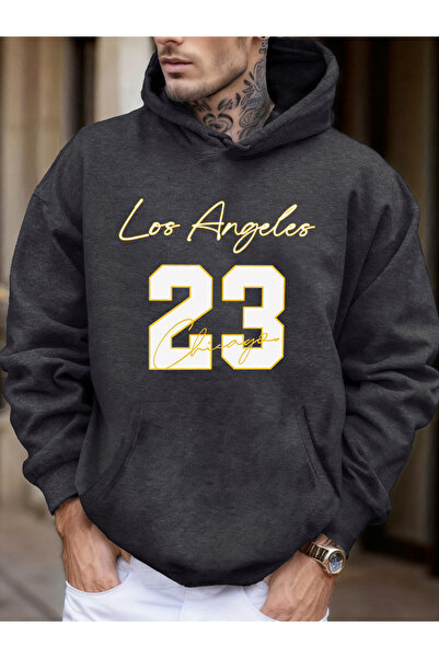 Tarzsokak لوس أنجلوس شيكاغو رقم 23 طباعة صوف الفليس ملابس رياضية للرجال بقلنس...