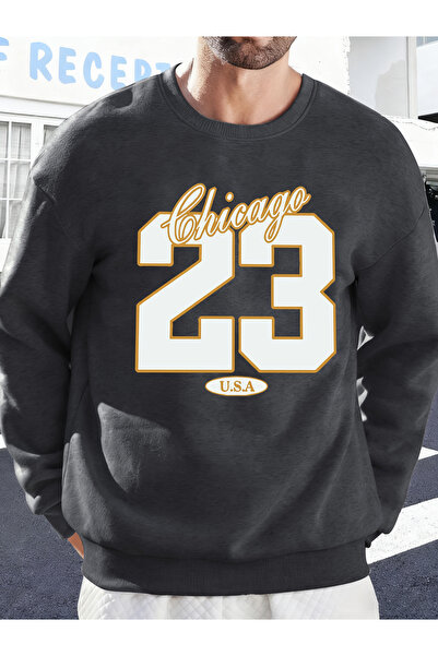 Tarzsokak سترة شيكاغو رقم 23 الأمريكية للرجال، سترة ناعمة صوف الفليس برقبة دا...