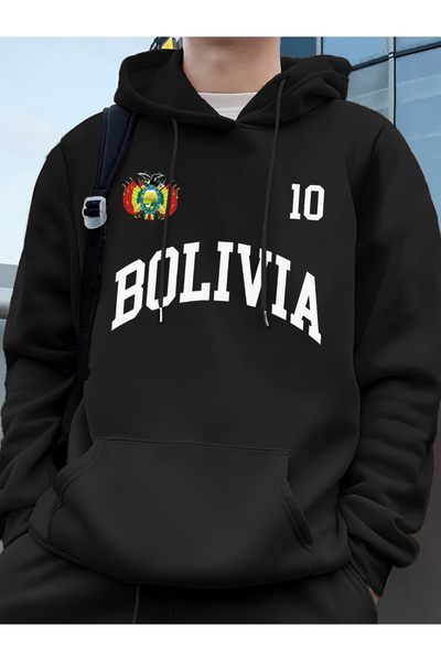 Tarzsokak هودي مطبوع عليه شعار بوليفيا للرجال بلوفرات رياضية فضفاضة شتاء صوف ...