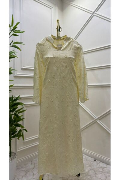 tasmim kian Long kaftan dress embroidered with roses
