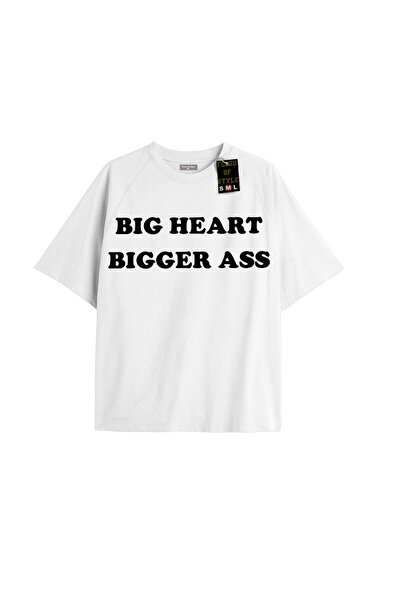 Flood Of Style Λευκό μπλουζάκι oversized με μεγάλη καρδιά και μεγάλο κώλο Ειδ...