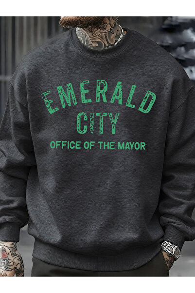 Tarzsokak سويت شيرت Emerald City Letter مطبوع للخريف للرجال سويت شيرت كاجوال ...