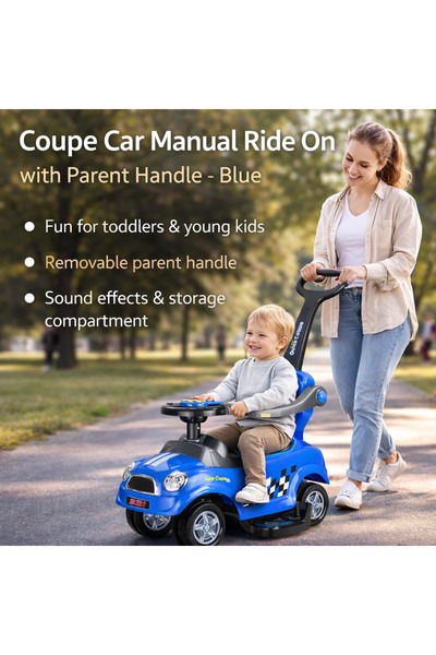 LEAN Masinuta ride on manuala cu maner parental albastra sunete compartiment ...