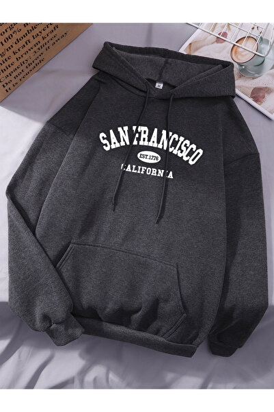 Tarzsokak سانفرانسيسكو إست.1776 كاليفورنيا سترة نسائية فضفاضة بطباعة حروف هيب...