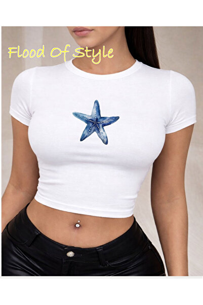 Flood Of Style Λευκό Babby Tee μπλε Ειδικό σχέδιο