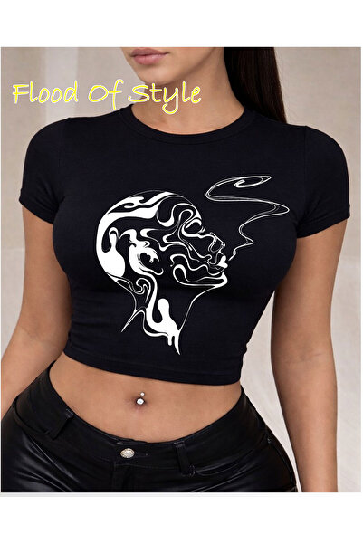 Flood Of Style Design de față negru cu motiv Babby Tee Design personalizat