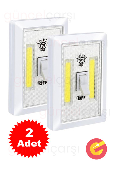 GüncelÇarşı 2 Adet Pilli COB LED Lamba Kablosuz Dolap İçi Aydınlatma Mıknatıs...