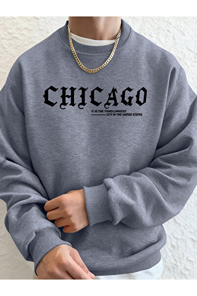 Tarzsokak تي شيرت رجالي مطبوع عليه شعار Art City Chicago بغطاء رأس لخريف صوف ...